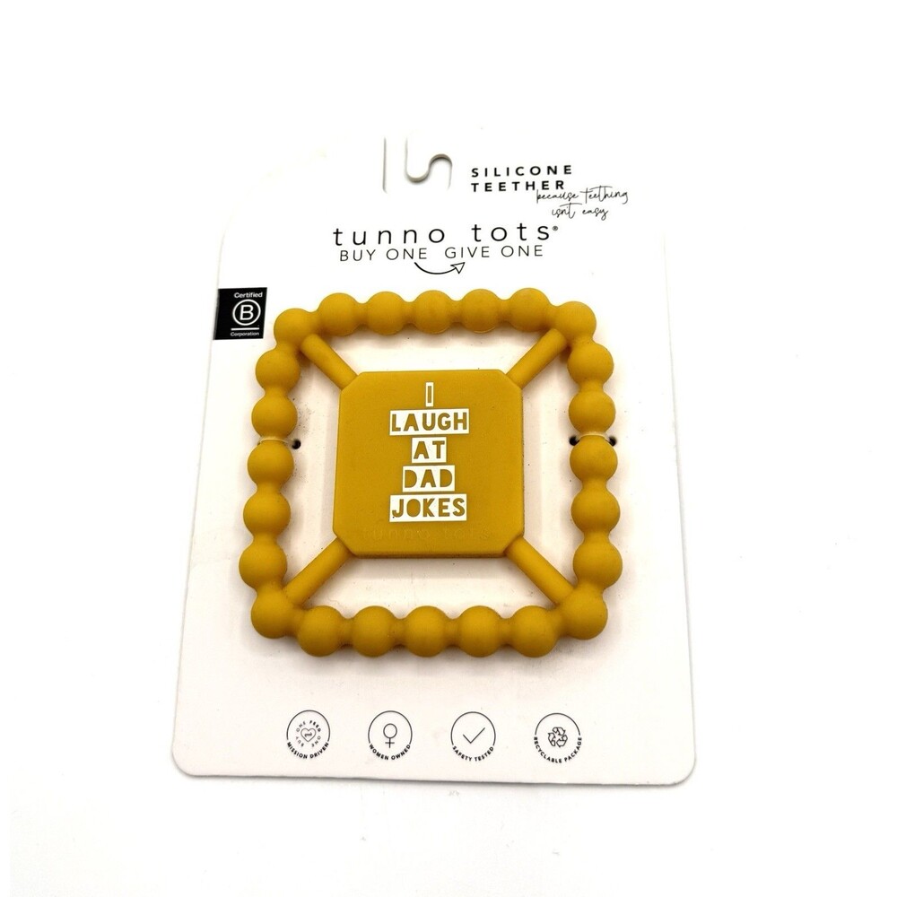 Tunno Tots Silicone Teether BPA PVC‎ Free I Laugh at Dad Jokes Funny Novelty